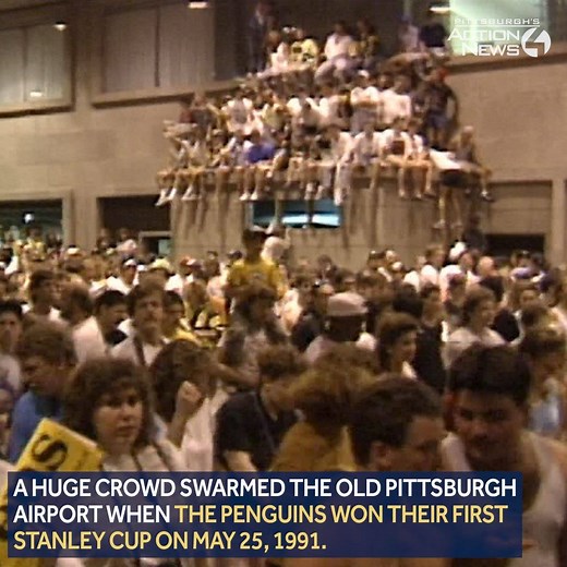 28 YEARS AGO TODAY: The Penguins won their first Stanley Cup on May 25, 1991, as huge crowds swarmed the old Pittsburgh airport and downtown streets to celebrate.🎉🐧 Do you remember the big night? | WTAE-TV Pittsburgh