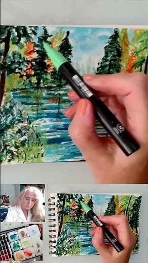 Como pintar un paisaje fácil con acuarelas paso a paso