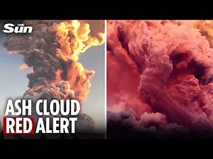 Moment huge Indonesian volcano erupts with 6-MILE high ash cloud triggering flight & tsunami alerts