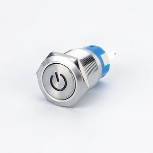 [Hot Item] Metal 19mm Power Symble Waterproof IP67 Latching Momentary Illuminated Push Button Switches