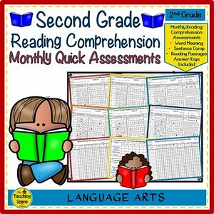Second Grade Monthly Reading Comprehension Quick Assessments & Data Sheets