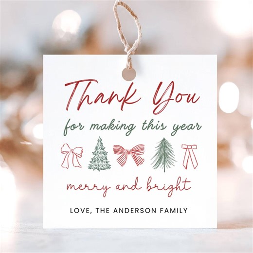 Editable Christmas Teacher Gift Tag Template, Printable Thank You, Kid Class Holiday Favor, Teacher Appreciation Label, Merry and Bright - Etsy Australia