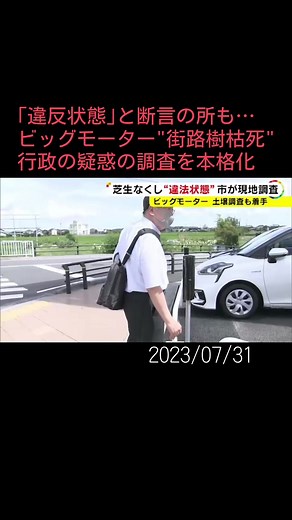 中古車販売業者『#ビッグモーター 』が使用した除草剤で、全国各地の街路樹が枯れた疑いが持たれている問題で、#名古屋 市は31日、店の前の土壌を調査しました。#ニュースONE #TikTokでニュース #7月31日