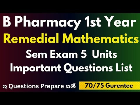 B Pharmacy 1st Year Remedial Mathematics Important Questions List || Nani Edu Info ||