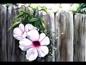 Watercolor Flowers by a Fence Painting Tutorial