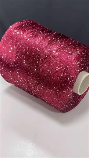 The suitability of burgundy and silver sequins is full. #Red #sequin #yarn #fandy yarn #knitting #