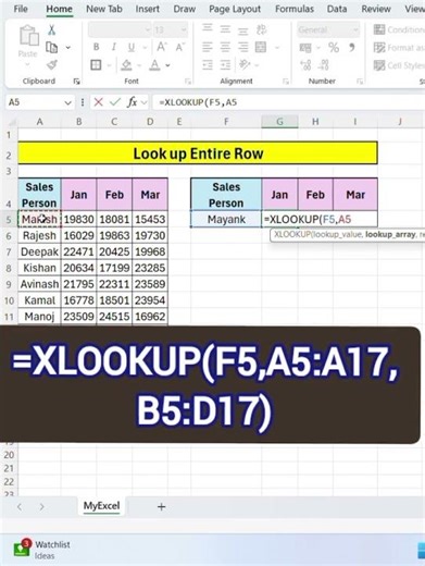 Lookup Entire Row in Excel – 1 Minute Trick! | How to Return Full Row in Excel Instantly ⚡ #excel