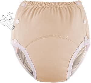 WEEOATAR Unisex Adult Cloth Diaper,Incontinence Cloth Diaper,Swim Nappie,Reusable,Washable and Adjustable with Snaps,Underwear for Seniors,Disability,Postpartum Waist: 22.0-35.4in(Orange,L)