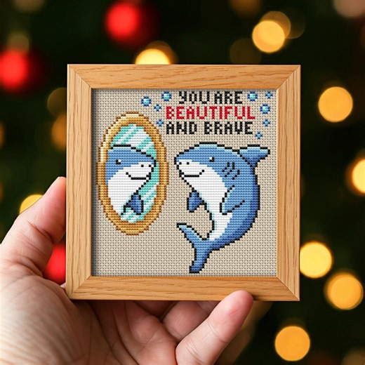 Positive Affirmation Shark Cross Stitch Pattern PDF, Cute Ocean Animal Chart, Self Love Gift for Beginner, Instant Download - Etsy UK