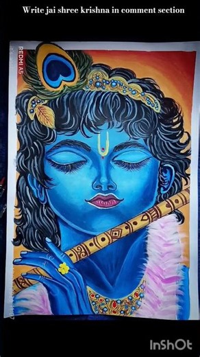 Shri Krishna painting by a‪@theclassyartist‬ through oil pastel colour. || Shree krishna painting.