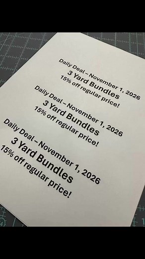 Today’s daily deal is 3-Yard bundles - 15% off Add $7.50 for shipping | HollyDee Quilts