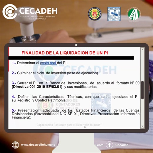 En esta primera sesión, sentamos las bases teóricas y normativas del proceso de liquidación. Exploramos por qué la liquidación financiera no es solo un cierre contable, sino una herramienta de transparencia y rendición de cuentas esencial para cualquier entidad.📲 ¡Aún puedes asegurar tu vacante! 👉 Escríbenos ahora para recibir el link de inscripción y el cronograma completo. 💙 Formación práctica, actualizada y 100 % aplicable a tu gestión pública. | Cecadeh Perú