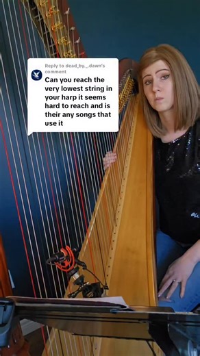 Kristan Toczko | Harpist on Instagram: "Here's a song using the lowest string 💁‍♀️ it happens to also be one of my favs to play!! Sharing because so many people have been asking me to play this again! #harp"