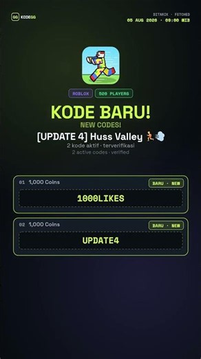 Huss Valley Codes (August 2026) 🎁 Latest Codes Update August 5, 2026 — KodeGG