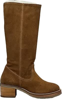 Women’s Knee-High Leather Boot with Low Heel and Raw Interior, Dune