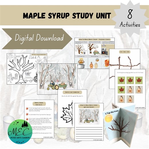 Maple Syrup Study Unit How to Make Maple Syrup From Sap Interactive Activities for Preschool Kindergarten Primary Grades Homeschoolers - Etsy Canada