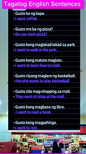 Using "Gusto" Tagalog English Sentences #tagalogenglishsentences #everyonehighlightsfollowers #tagalogphrases #educationalcontent #educationalpost #education #postoftheday #tagalog #filipino #translation | John Ines Mina
