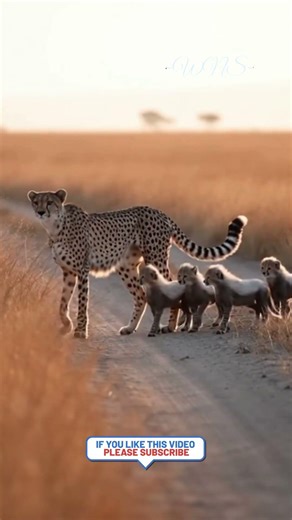 A cheetah leads with patience #cheetah #cheetahcubs #wildlife #nature #savanna #animalbehavior