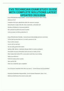CVS TECHNICIAN EXAM STUDY GUIDE WITH COMPLETE SOLUTIONS LATEST UPDATED 2023/2024