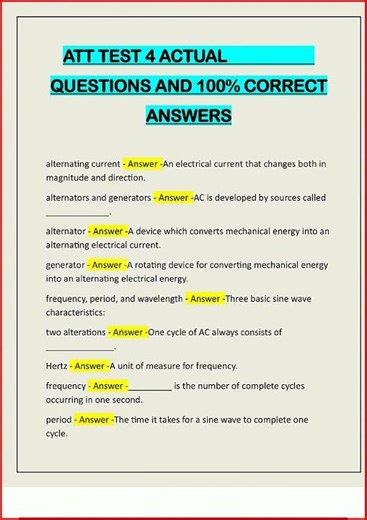 Att Test 4 Actual Questions And 100 Correct Answers video