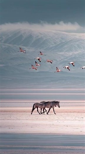 Wild Ass with flying Flamingos #WildAss #flamingos