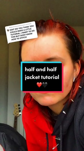 DIY Half and Half Jacket Tutorial | Red and Black Alt Fashion
