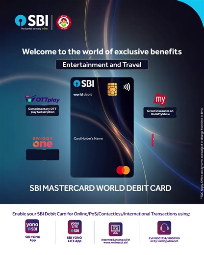 135K views · 1.1K reactions | Bring the world closer with SBI Mastercard World Debit Card. Get exciting offers on entertainment, food, travel, wellness and luxury! T&C Apply! To know more visit: https://bank.sbi/web/personal-banking/sbi-mastercard-world-debit-card #SBI #TheBankerToEveryIndian #SBIMastercardWorldDebitCard | State Bank of India | Facebook