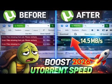 Boost uTorrent Download Speed in 2026 🔥 From 250KB/s to 4MB/s (Real Settings Fix)