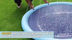 VISTOP Non-Slip Splash Pad for Kids and Dog, Thicken Sprinkler Pool Summer Outdoor Water Toys - Fun Backyard Fountain Play Mat for Baby Girls Boys Children or Pet Dog (59 inch, Blue&Blue)