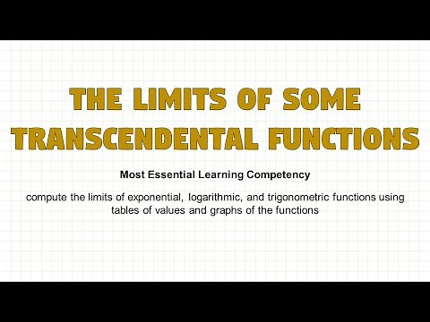 Lesson 5: Limits of Some Transcendental Functions