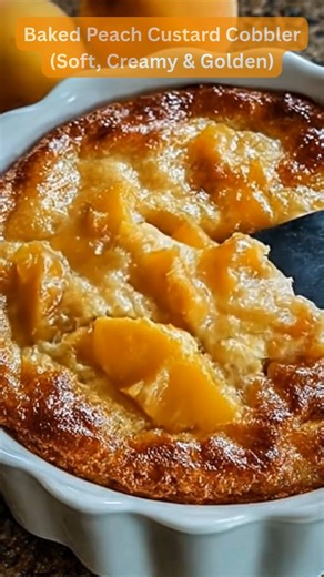 Baked Peach Custard Cobbler (Soft, Creamy & Golden) | Sophia’s Easy Recipes