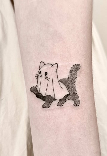 Ghost Cat Tattoos: Unleash Your Spooky Style