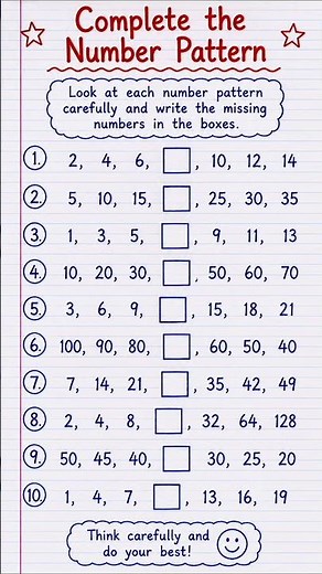 Complete the Number Pattern | Number Sequence Puzzle | Math Challenge