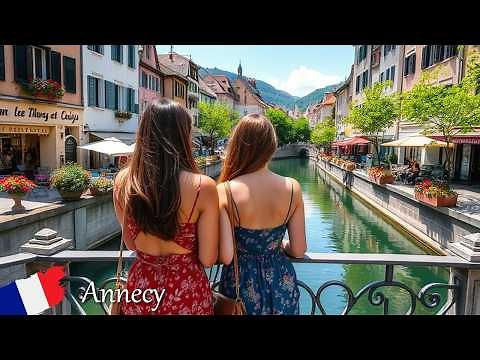 Annecy France 🇫🇷 Walking Tour 🌞 Most Beautiful Alpine Towns in France 🌷 Immersive Virtual Walk 4K
