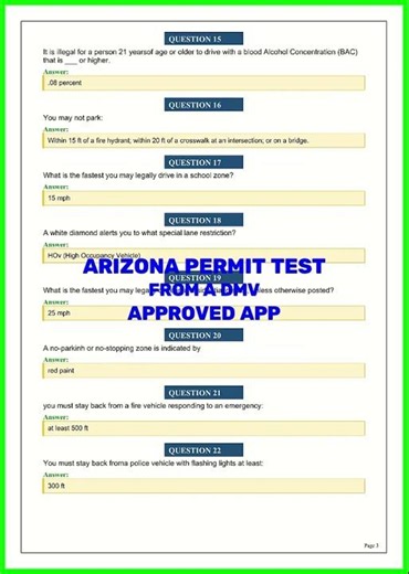 ARIZONA PERMIT TEST FROM A DMV APPROVED APP video