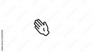 Waving Hand Line Icon Motion Graphic Animation With Isolated White Background Stock Video