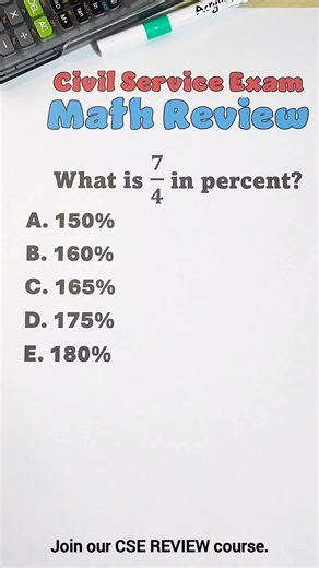 Calculating 7/4 in Percent: CSE Math Review
