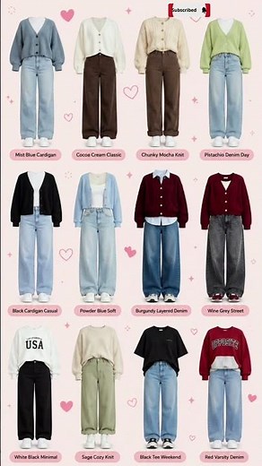 12 Cute Casual Outfit Ideas with Cardigans & Wide-Leg Jeans | Everyday Fashion Inspo ✨ #shorts