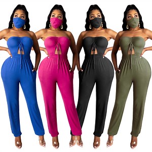 Watch Womens Backless Front Hollow Out Jumpsuit with Matching Mask on Amazon Live
