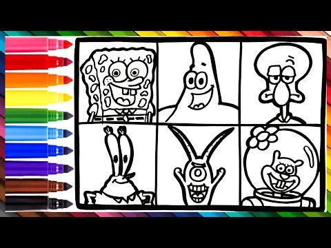 How to Draw Spongebob Characters_Spongebob Characters Drawing, Coloring & Painting For Children