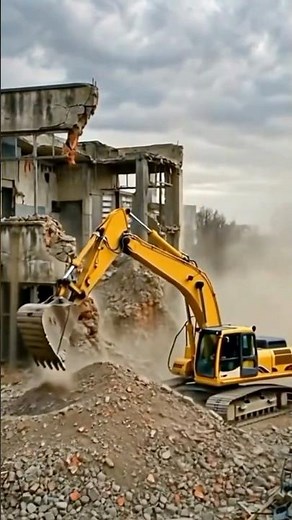 Excavator Demolishes Abandoned House in Seconds #demolition #buildingdemolition #abandonedhouse