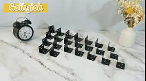 30PCS Black L Brackets for Shelves with 180PCS Screws, Goihgioh Stainless Steel Corner Braces for Wood Metal Small L Brackets, Heavy Duty Angle Brackets for Bed Table Leg Frame Cabinet