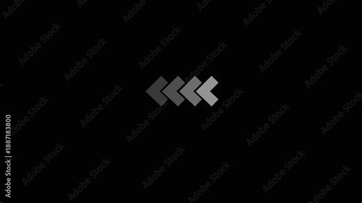 white Right-directional 3 arrow loop animation. Animated arrows for the overlay video layer. 4k animation with black background