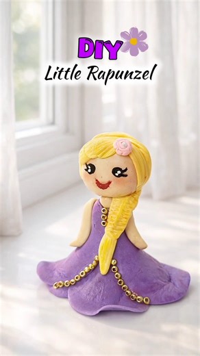 Cute Rapunzel Doll using clay #claydoll #claycraft #shorts
