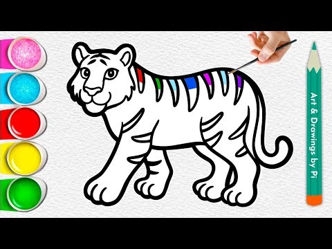 Tiger Coloring for Kids 🐯 Learn Colors with Cute Tiger | Easy Coloring Pages