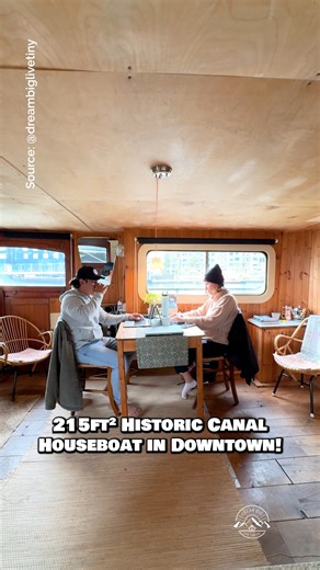 Would you stay in this historic canal houseboat in the Netherlands? 🇳🇱 We stayed a few nights in this incredible 215-sqft houseboat in a canal right in the center of Rotterdam & loved our time here! We stayed in the deckhouse of the boat (the captain's quarters), which is a small living space measuring about 16.2' x 13.3', including access to the cockpit, a small kitchen, a dining table for two, a bed, a bathroom with a shower, & a rooftop deck with views of the Rotterdam skyline! #houseboat #