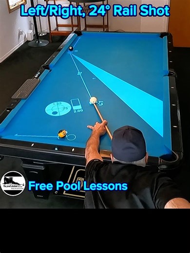 24° rail shot from both sides of table (Free Pool Lessons/ICA training system)
