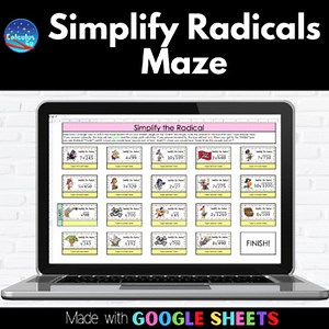 Simplify Radicals Maze Digital Activity with Google™ Sheets