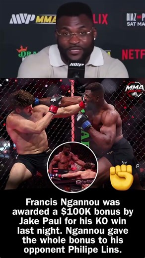 Francis Ngannou Gives His $100K Bonus to His Opponent.. Would the UFC Would EVER Do This?
