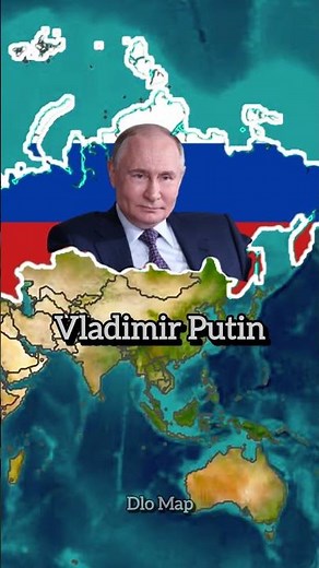 Russia Flag Map with Vladimir Putin Photo